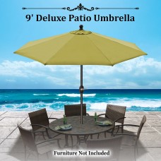Sunrise 9' Outdoor Table 8 Aluminum Ribs, Patio Umbrella with Auto Tilt and Crank (Black)   570467096